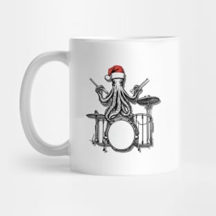 Santa Octopus Playing Drums, Christmas Octopus, Gift for Octopus Lover Mug